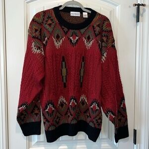 Vintage Bachrach grandpa dad sweater colorful southwest western vibes size L